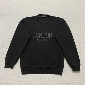 London England Embroidered Crew Neck Sweatshirt Black Size S Zip It Souvenirs